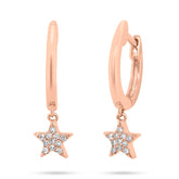 0.04ct 14k Rose Gold Diamond Star Huggie Earring